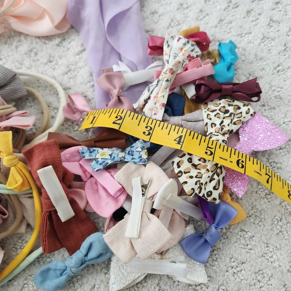 Baby Girl Hair Accessory Lot Bows Headbands Pom Poms Clips Mixed Bundle